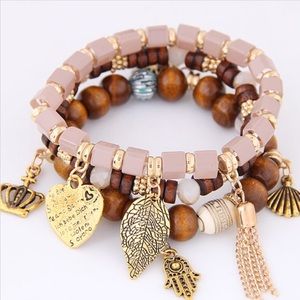 New 3 stretch bracelets gold tone